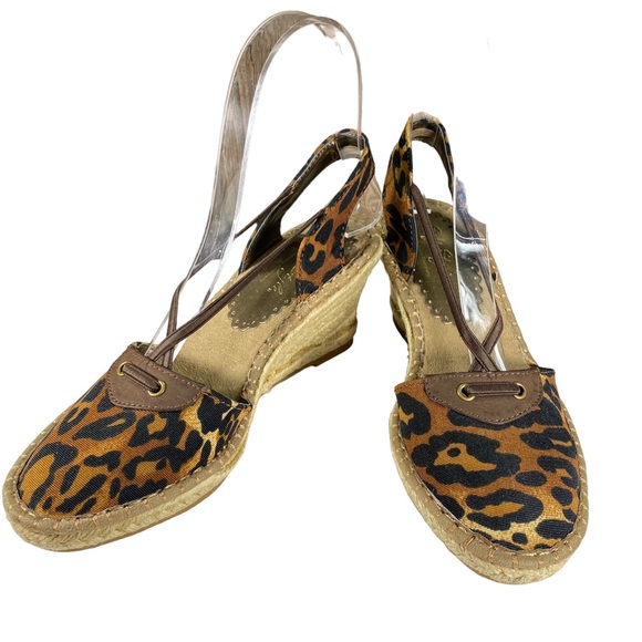 Soft Style Leopard Print Ankle Strap Wedges Womens Shoes Size 5.5 - Picture 7 of 10